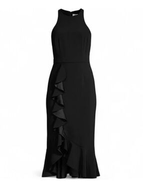 NWT LIKELY Tay Sleeveless Cascade Ruffle Cocktail Dress In Black MSRP $248